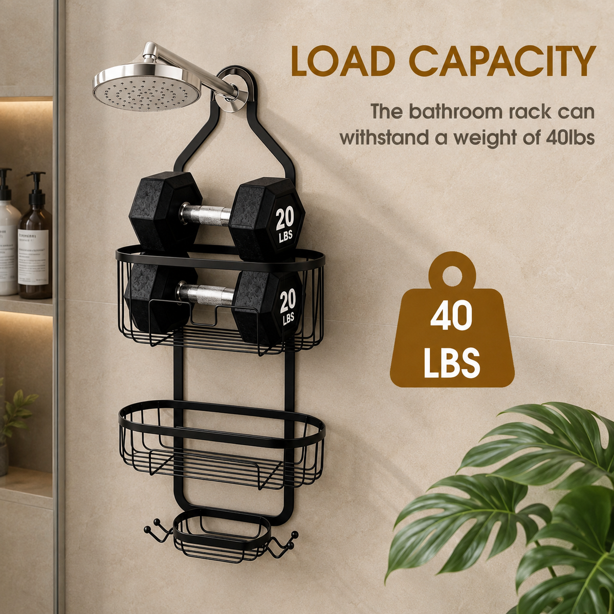 3-Tier Hanging Shower Caddy Organizer