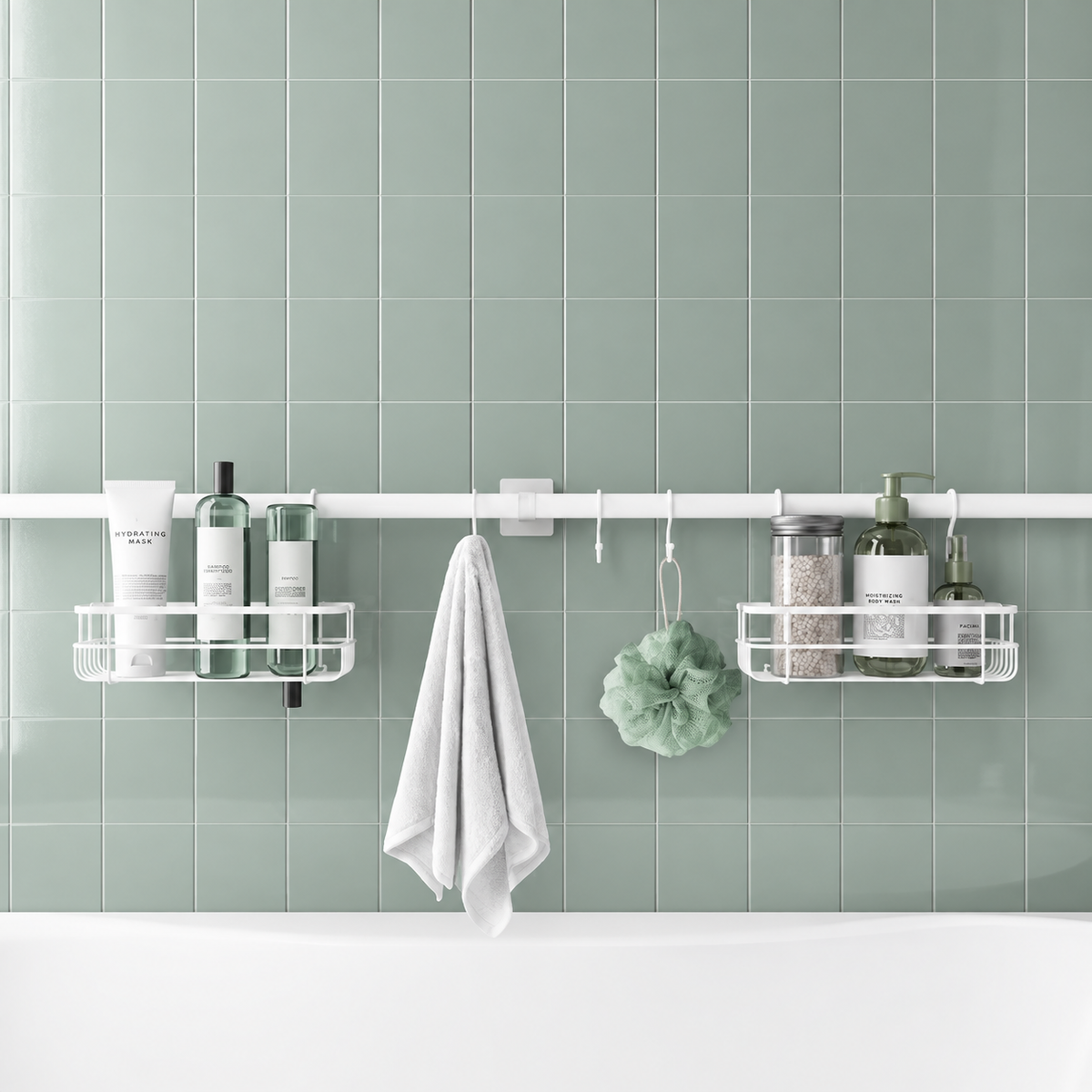 Adjustable Tension Rod Bath Organizer