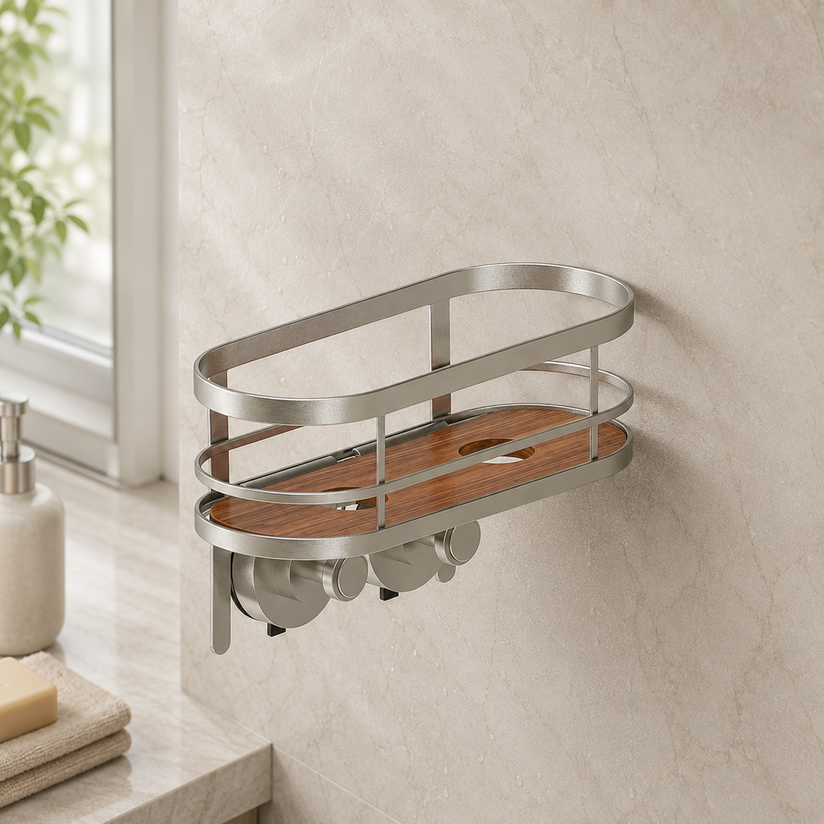 Suction Mount Shower Caddy with Hooks