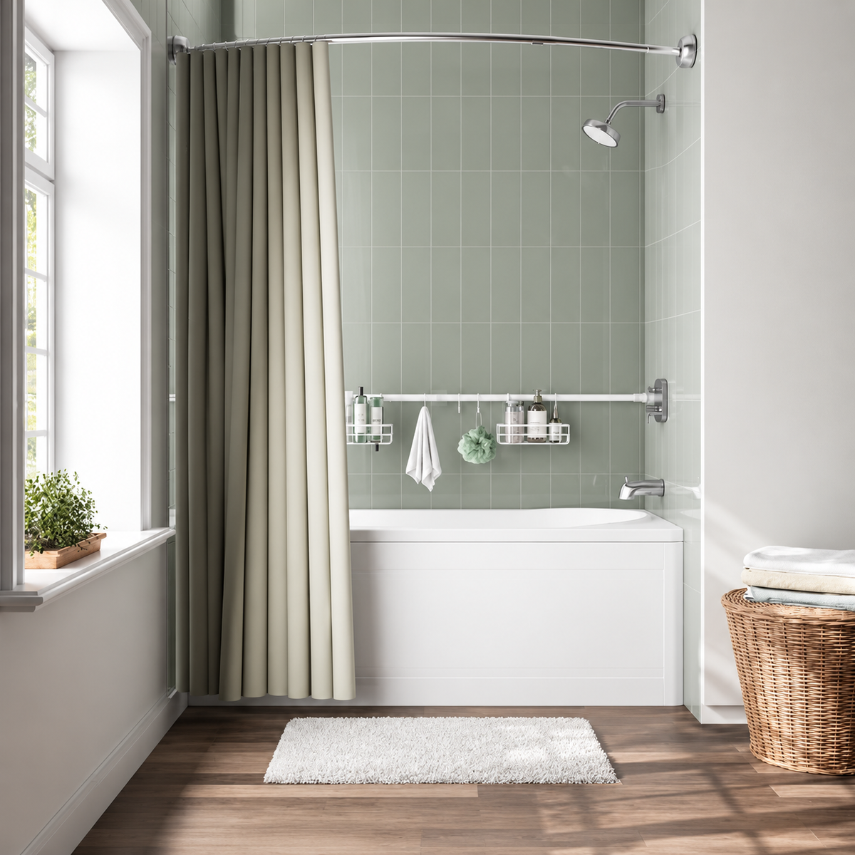 Adjustable Tension Rod Bath Organizer