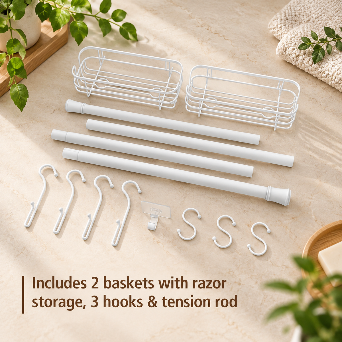 Adjustable Tension Rod Bath Organizer