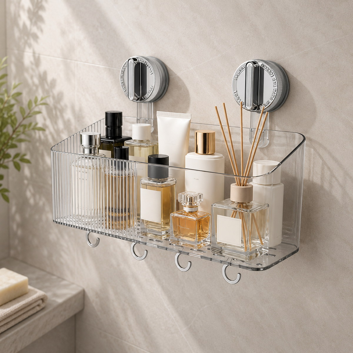 Clear Suction Shower Caddy Organizer