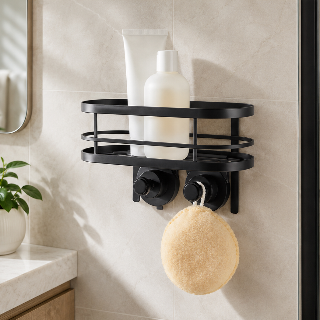 Suction Mount Shower Caddy with Hooks