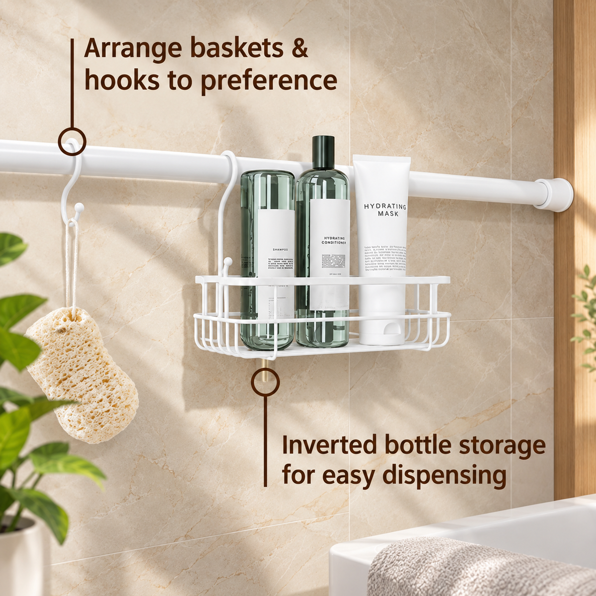 Adjustable Tension Rod Bath Organizer