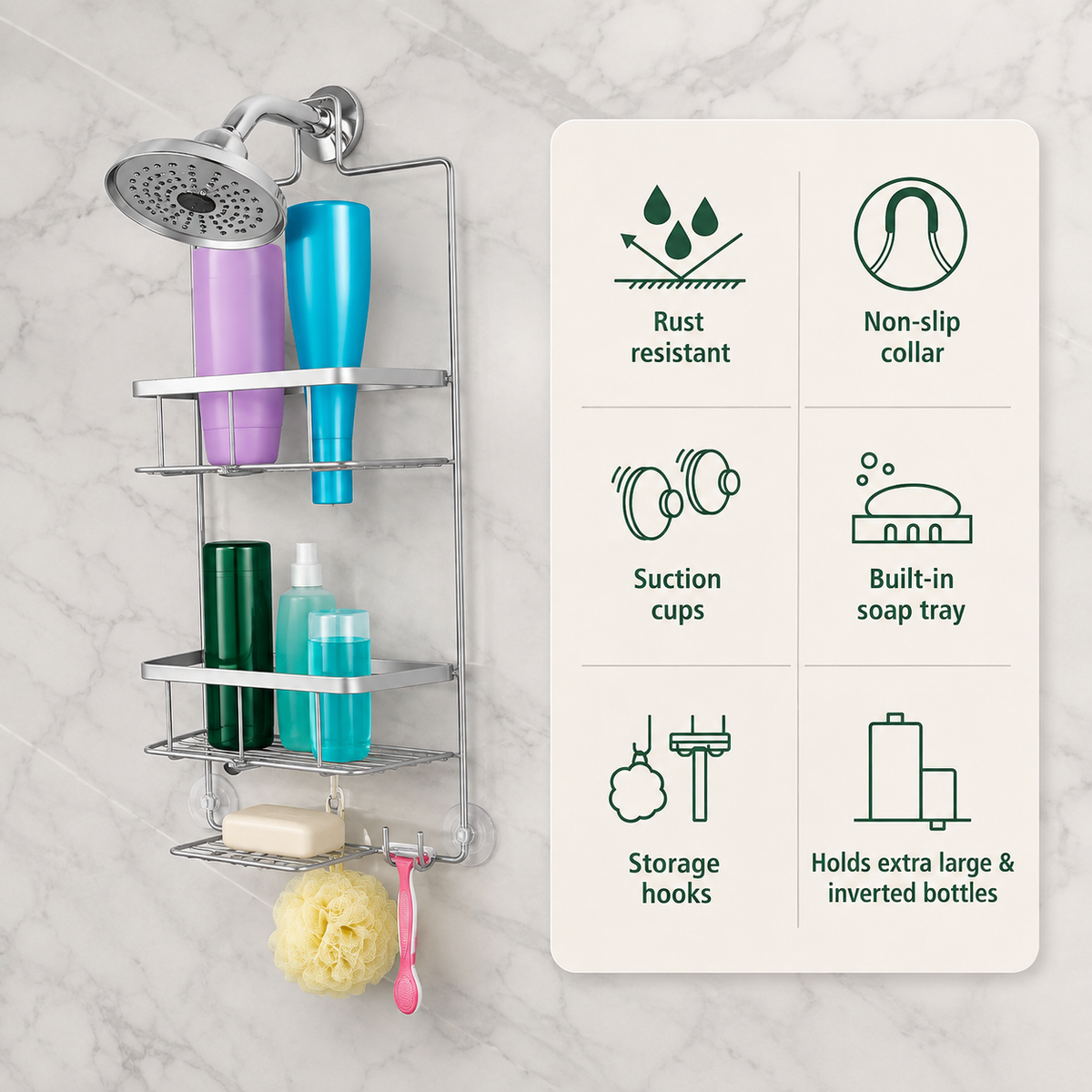 Premium Hanging Shower Caddy Organizer