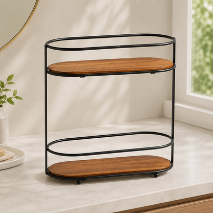 Two-Tier Acacia Wood Vanity Organizer
