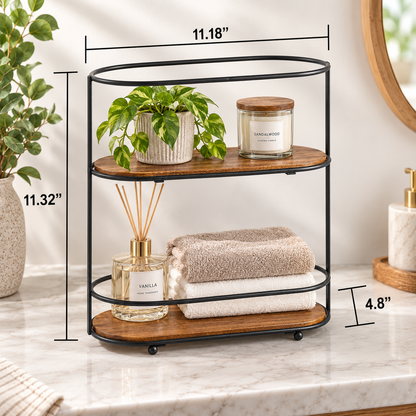 Two-Tier Acacia Wood Vanity Organizer