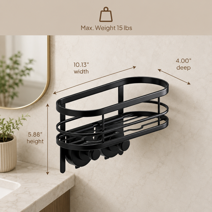 Suction Mount Shower Caddy with Hooks