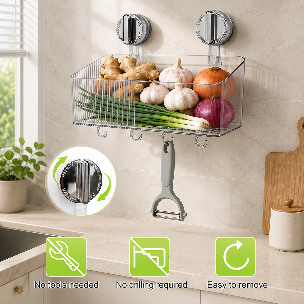 Clear Suction Shower Caddy Organizer