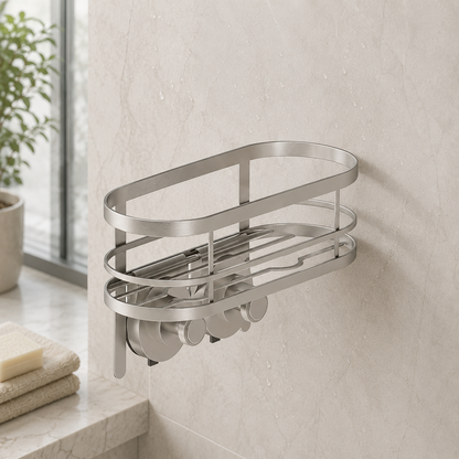Suction Mount Shower Caddy with Hooks